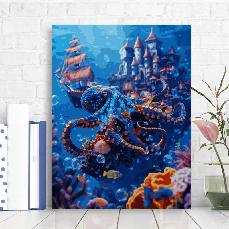 117985   Oktopus Diy Malen nach Zahlen Kits für Erwachsene Tiere Acrylfarbe Bild nach Zahlen Moderne Zeichnung auf Leinwand Kunst Geschenk