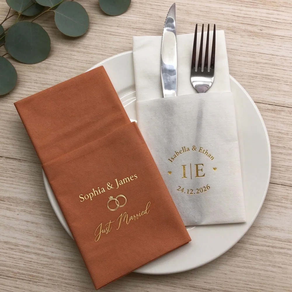 Custom Lunch Napkins 100Pcs Personalized Printing, Disposable Cocktail Beverage Dinner Guest Hand Napkins, Many Sizes Colors for