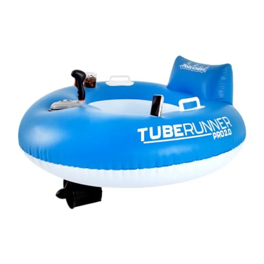 Motorized Pool Float for Adults: Blue PVC Tube Runner Pro 2.0 with 66W Motor, Joystick Control, Phone Cup Holder