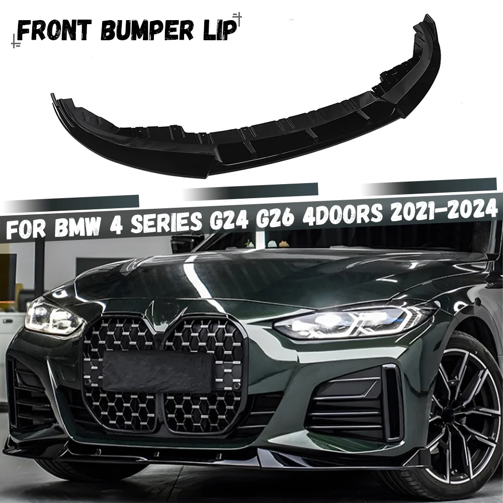 Car Front Bumper Lip Spoiler Diffuser Body Kit For BMW 4 Series G24 G26 420i 430i i4 M50 Gran Coupe 4-Doors 2021-2024