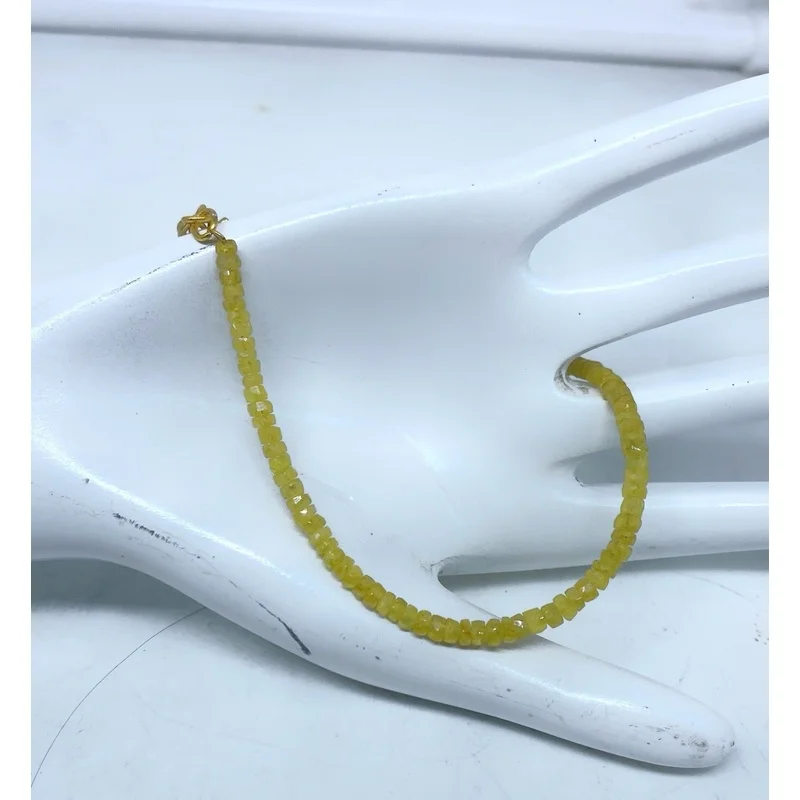 Natural Yellow Sapphire Bracelet 7” 4-5mm Faceted Beads Gold Filled Clasp