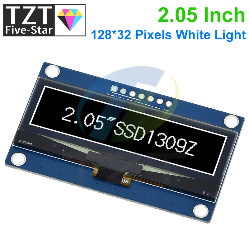 

TZT 2.05 Inch OLED Display 128*32 LCD Module White Colour SSD1309 Controller Support Interface SPI/IIC For Arduino