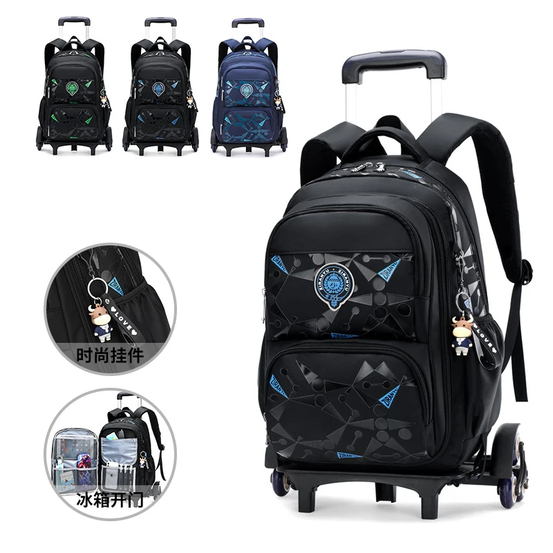 Children School Bag with Wheels School Trolley Bag for Teenagers Boys Rolling Backpack Student wheeled Backpacks