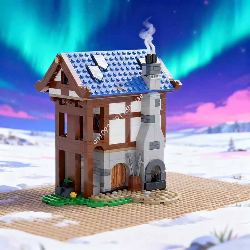 

621 деталей, конструктор MOC «Конюшня-замок», архитектурные блоки, развивающая игрушка для сборки, DIY, идея для подарка на Рождество, креативный подарок