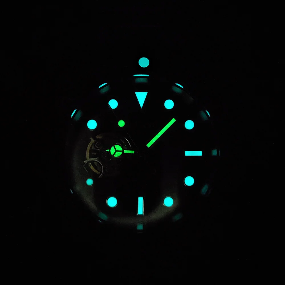 ساعة رجالية مخصصة 40.5 مللي متر NH38 ساعة أوتوماتيكية للرجال قرص مجوف قرص الياقوت الزجاج مضيئة ساعة أوتوماتيكية حركة NH38