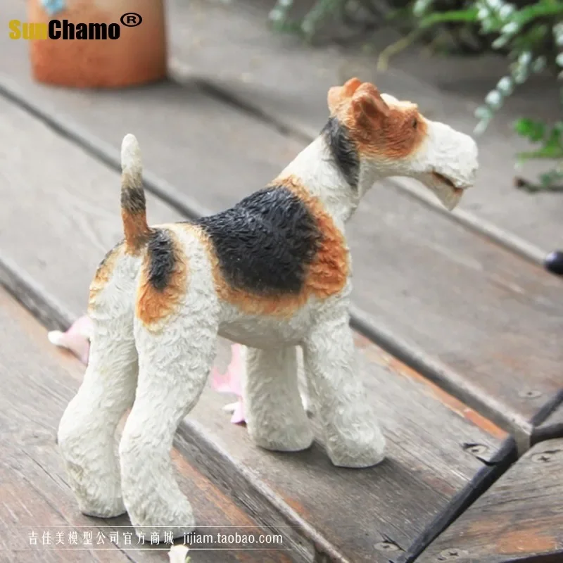 Fashion British Fox-hunting Terrier Dog Simulation Animal Model Vehicle Handicraft Display Items Collection Figurines Miniatures