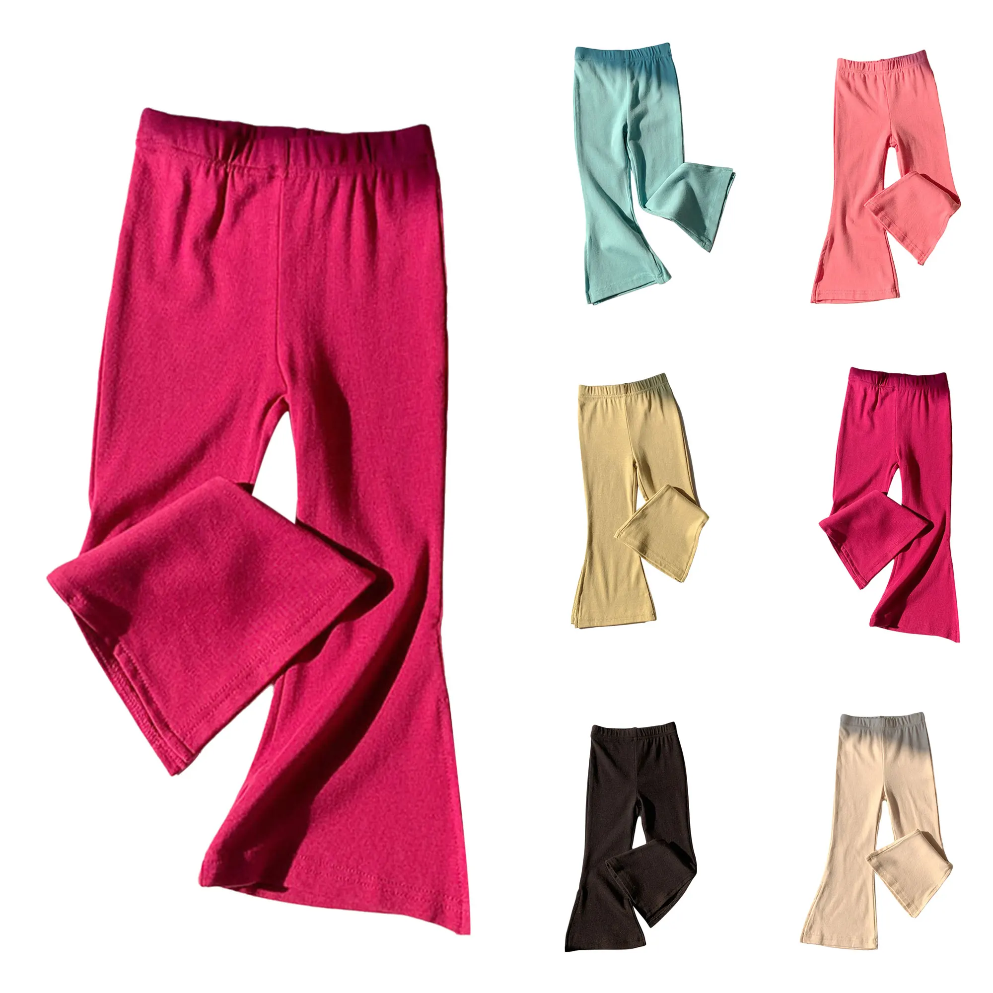 Little Girls Clothing Bell Bottoms Pants Elastic Waistband Sides Split Flared Trousers Leggings Children Yoga Workout Daily Wear