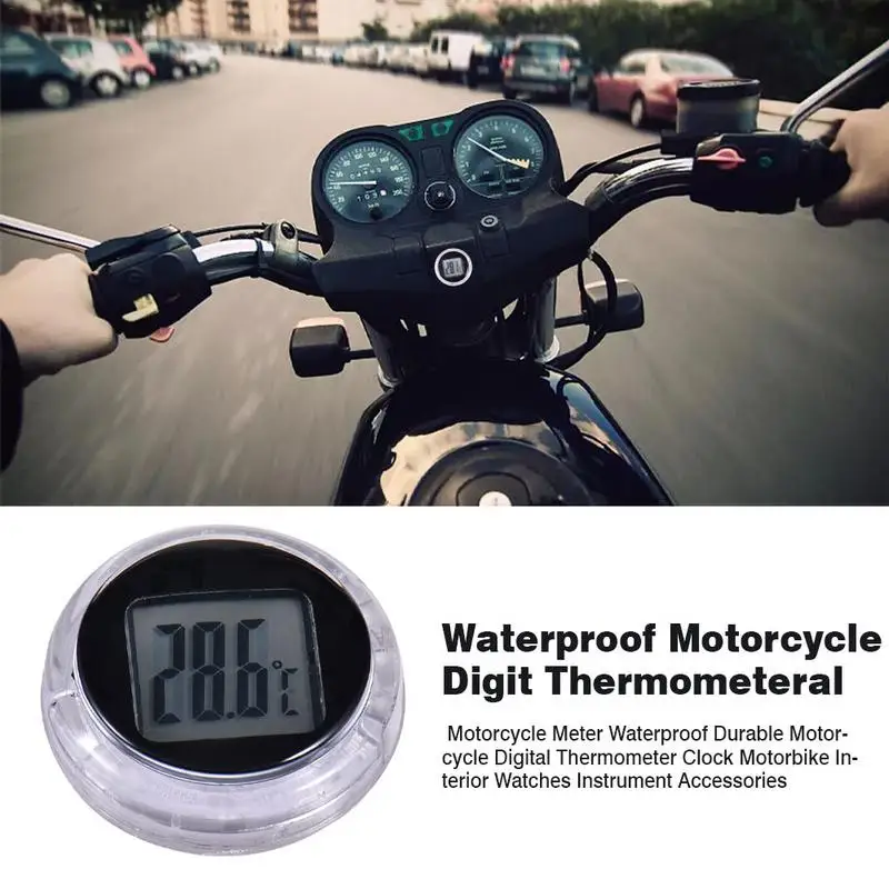 Mini Motorcycle Thermometer Waterproof Stick-On Motorbike Mount Watch Digital Temeperature Meter Waterproof