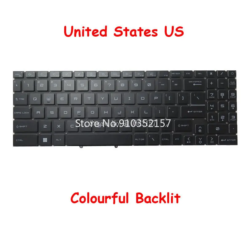 RGB Backlit Keyboard For MSI GL76 V203222CK2 S1N3EUS2W2SA0 NSK-FG0BBN 1D 9Z.NK1BN.B1D S1N3EUS243D10 9Z.NK1BN.J1D S1N3EUS2M3D10