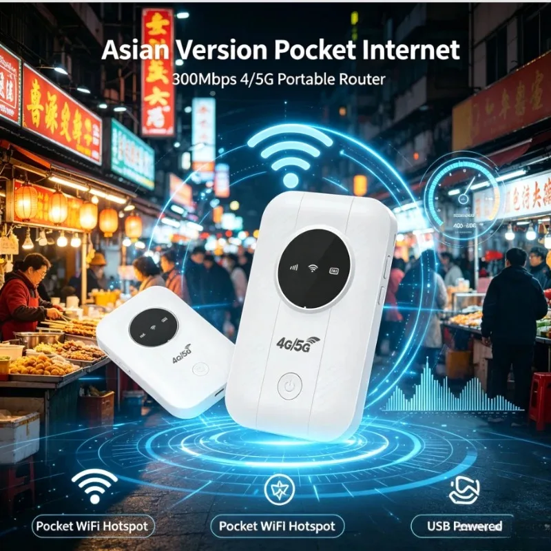 Mini 300Mbps 4G 5G Pocket WiFi Mobile Hotspot USB Powered Router Asian European Version For Business Travel
