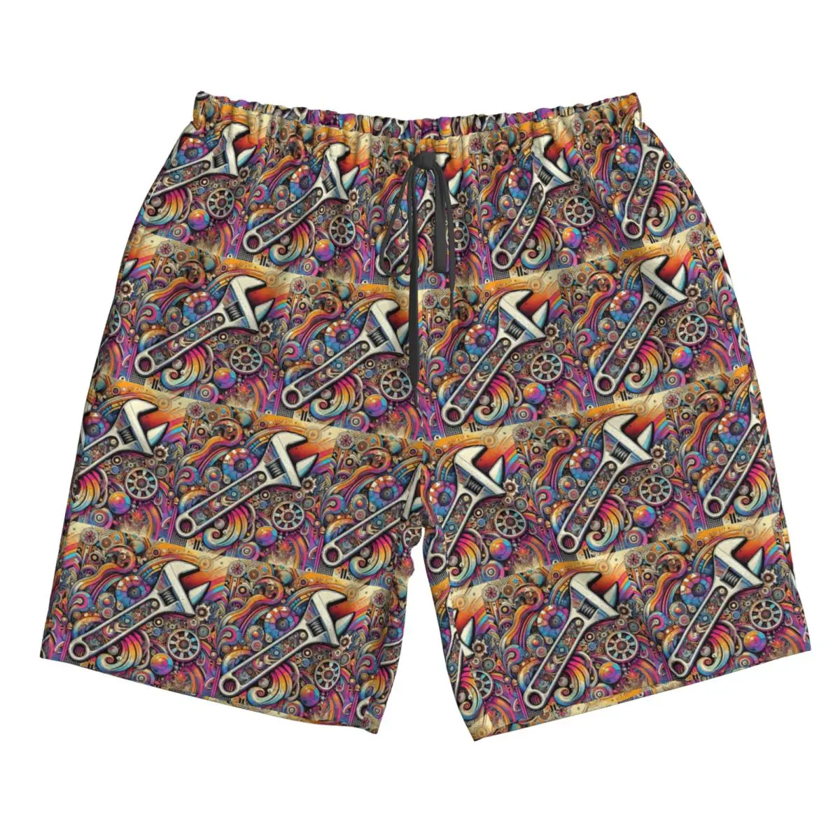 Colorful Mechanical Colorful Creative Trunks Beach Board Shorts Casual Quick Dry Swim Summer Men Pants