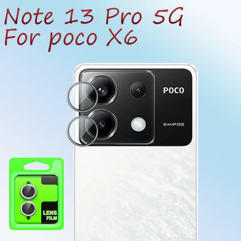 

Full Cover For Poco X6 Camera Protector For Redmi Note 13 pro 5G Metal Ring Glass Lens Film 3D Design High-quality lens film
