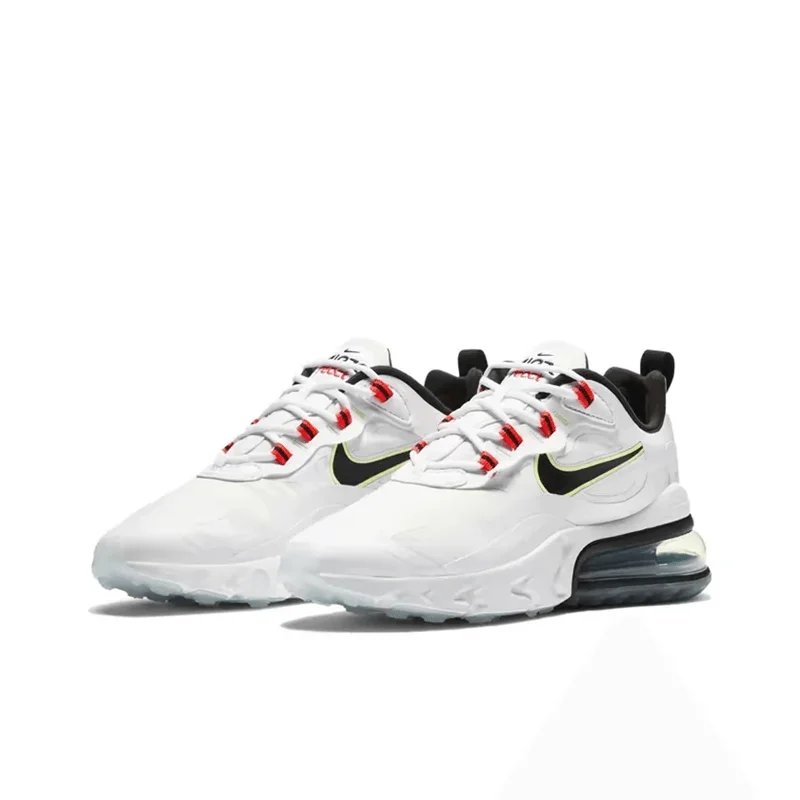 Nike Air Max 270 ผู้หญิงสีขาวสีดําสีแดง Retro Low Top Anti-slip สวมใส่ Air Cushion รองเท้าวิ่งลําลองรองเท้า CZ6685-100