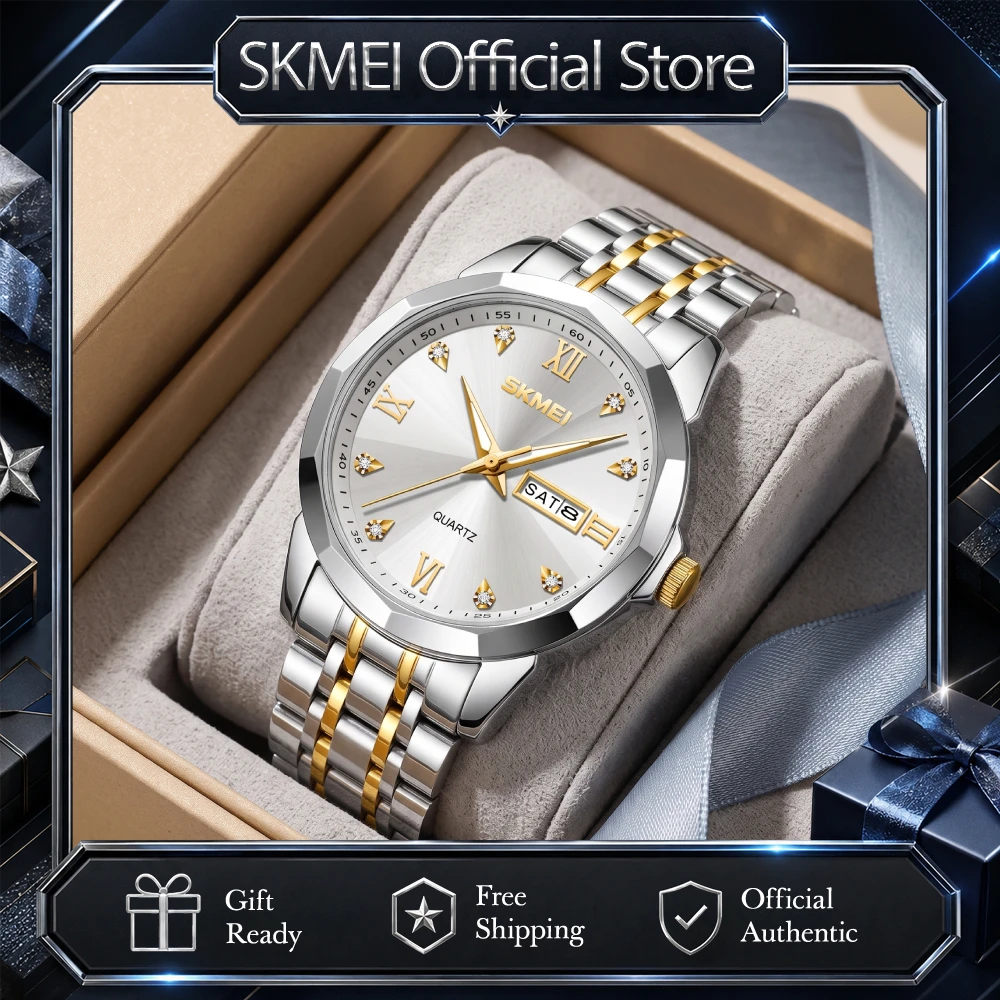 SKMEI 7070 Couple Quartz Watches Men Women 30M Waterproof Fashion Casual Wristwatches Business Clock Date Display Gift Office
