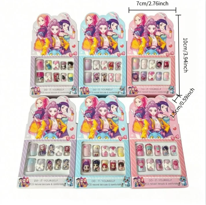 Girl Group Exquisite Wearable Nail Stickers with shiny rhinestone full size nails matched jelly glue ideal  gift for girls