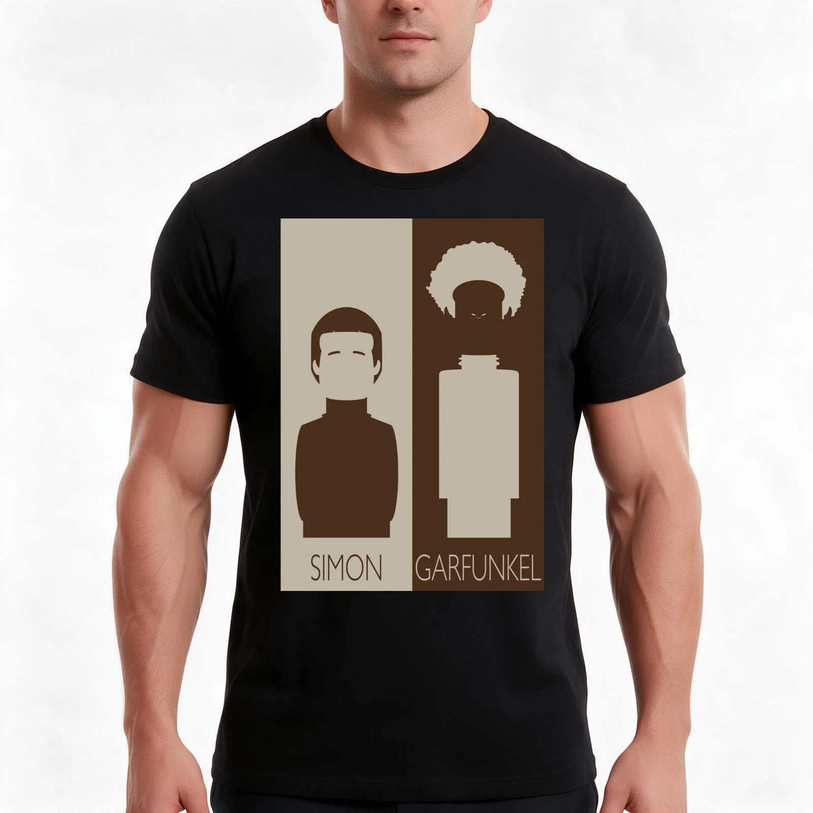 Simon and Garfunkel T-Shirt, Summer Casual Cotton Tee, Oversized Streetwear Tops, Vintage Graphic Print, Loose Fit Short Sleeve