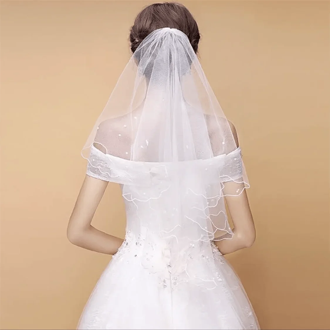 Simple Elegent Wedding Bridal Veil Tulle Ivory One Layers Bride Accessories Short Women Veils