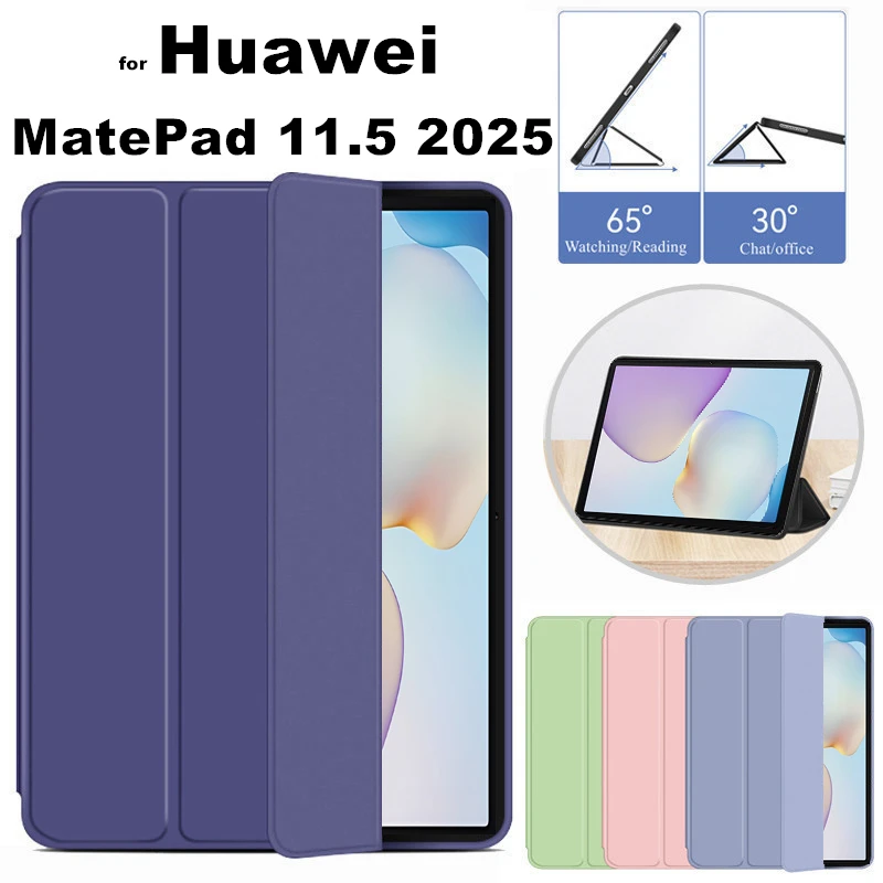 

for Huawei MatePad 11.5 MatePad11.5 2025 TXZ-W09 Tablet Cover PU Leather Case With Slim Silicon Magnetic Stand Flip Case