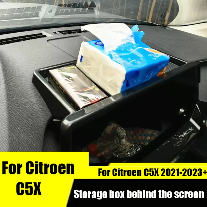 Dla Citroen C5X 2021 2022 2023 schowek za ekranem ukryty schowek kontrola centralna