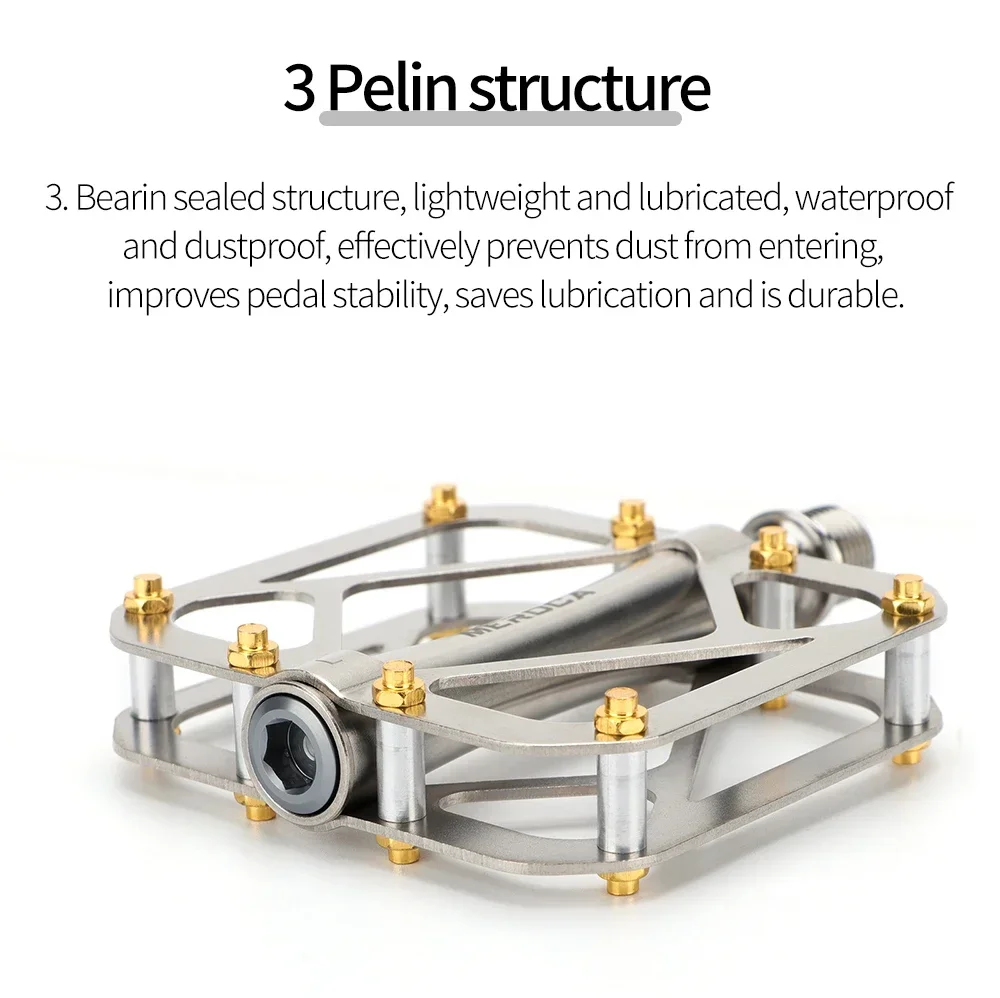 MEROCA Titanium Alloy Pedals Anti-Slip Bicycle Pedals Ultra-Light 3 Bearing Mountain Bike Universal Mtb Pedal Bicycle Accessorie