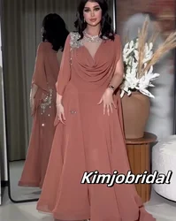 Chiffon Crystal Prom Dresses Long for Arabic Women 2025 Drapped Crystal A Line Formal Evening Gowns