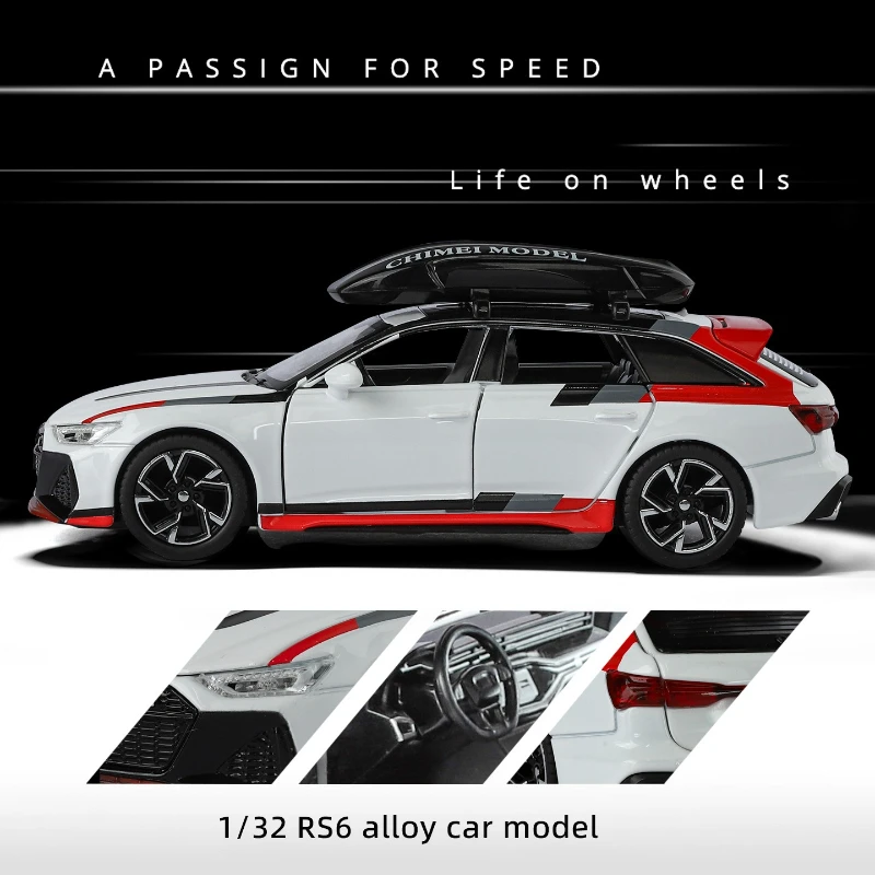 Simulatie 1/32 Schaal RS6 Legering Model Auto Ornament Metalen Speelgoed Voertuig Kinderen Verjaardagscadeautjes Diecast Miniatuur Voiture