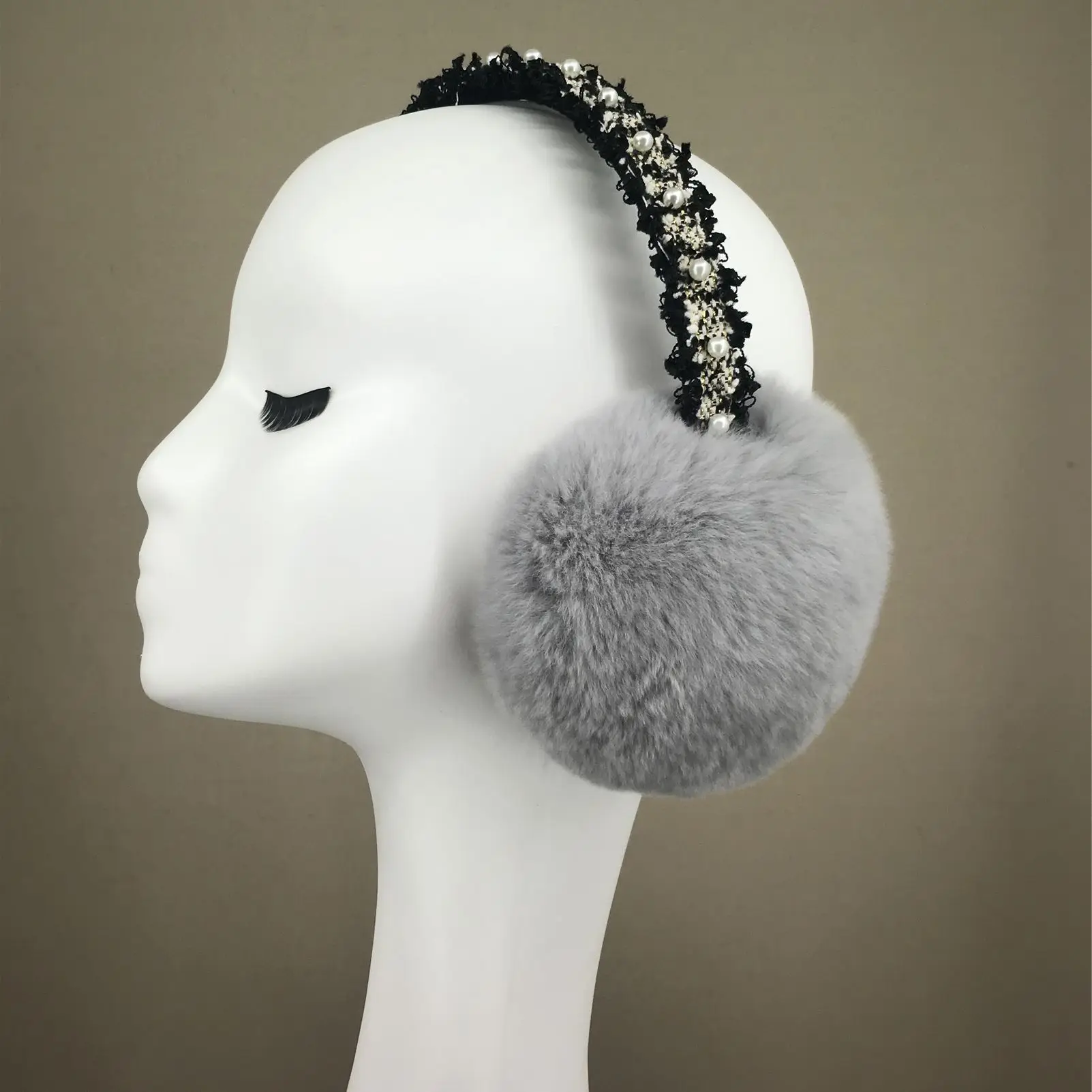 Real Rex Rabbit Earmuffs, Furry Earflap Ear Warmer, B230805