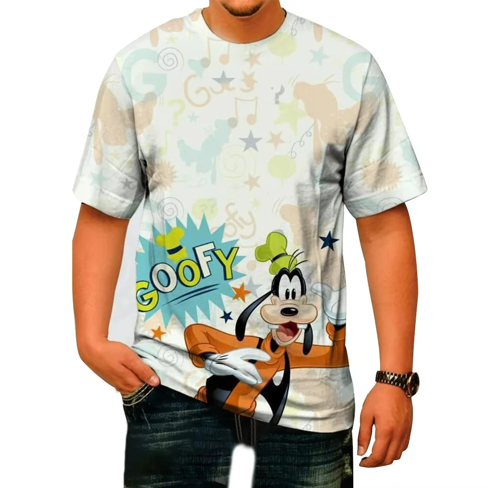 2025 nuevas camisetas con estampado 3D de Disney Goofy, ropa de calle de dibujos animados de Anime, camiseta informal de gran tamaño para hombres y mujeres, camisetas para niños y niñas
