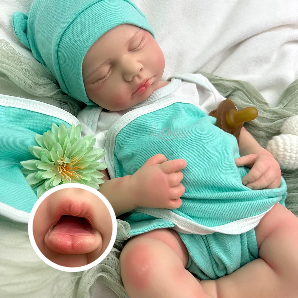 

Реалистичная силиконовая кукла-реборн Лулу 20 дюймов с открытым ртом, утяжеленная, ручной работы, с закрытыми глазами, спящая, с венами, для детей