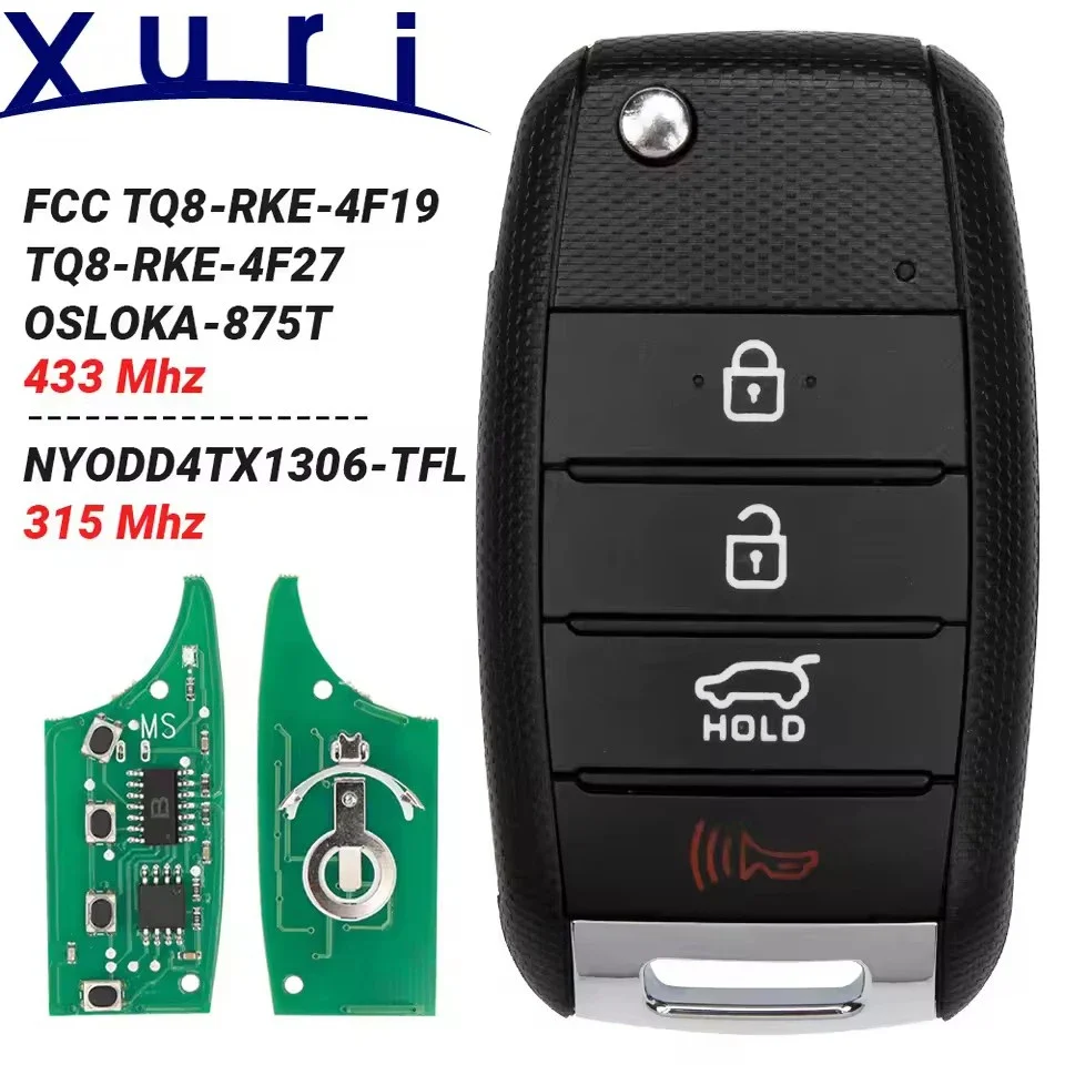 

Remote Head Key Flip Folding Smart Key Replacement for 2019-2021 Kia Sedona FCC TQ8-RKE-4F19/4F27 434Mhz NYODD4TX1306-TFL 315MHZ