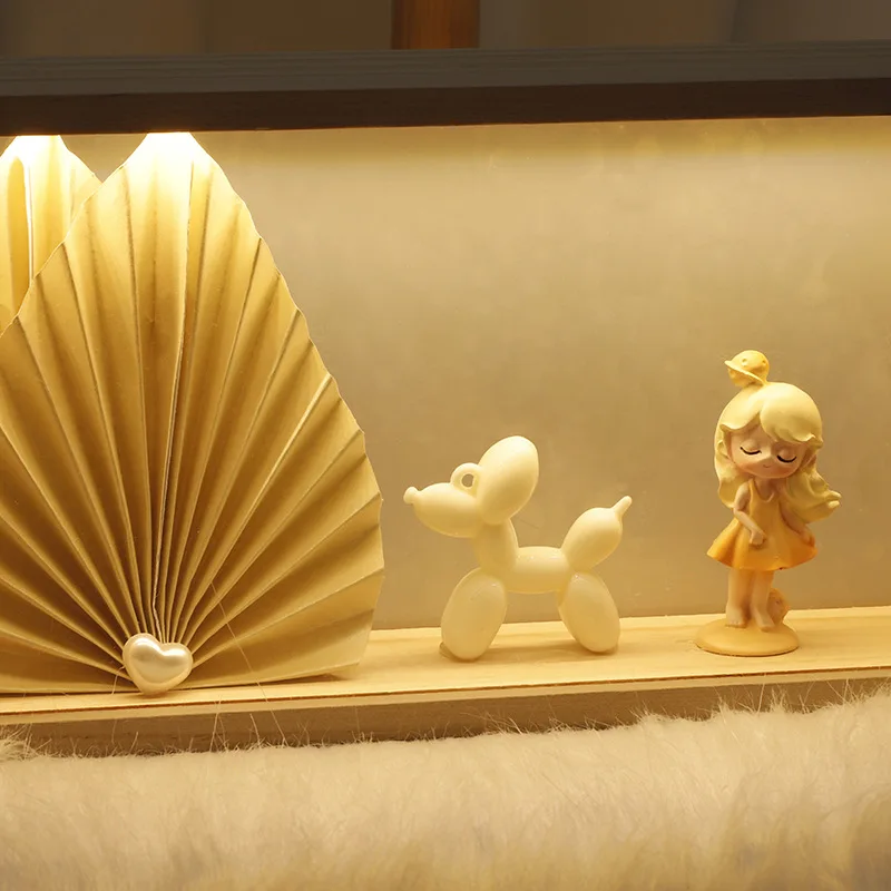 크리 에이 티브 밤 빛 단단한 나무 풍선 개 Led 램프 상자 홈 인테리어