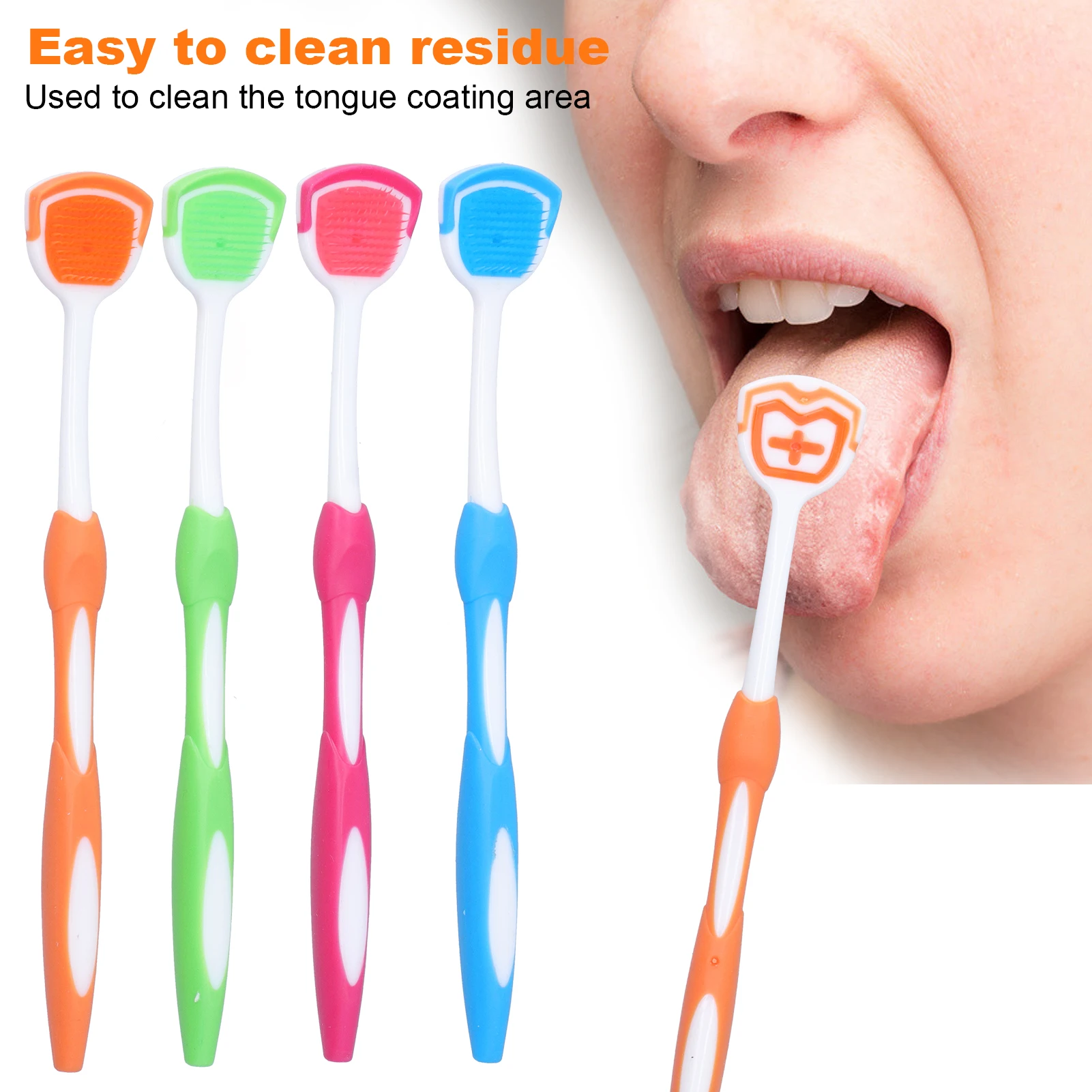 Oral Care Tool Portable Tongue Cleaner Plastic Tongue Scraper Travel Portable Freshen Breath Tongue Brush Cleaner for Oral Care