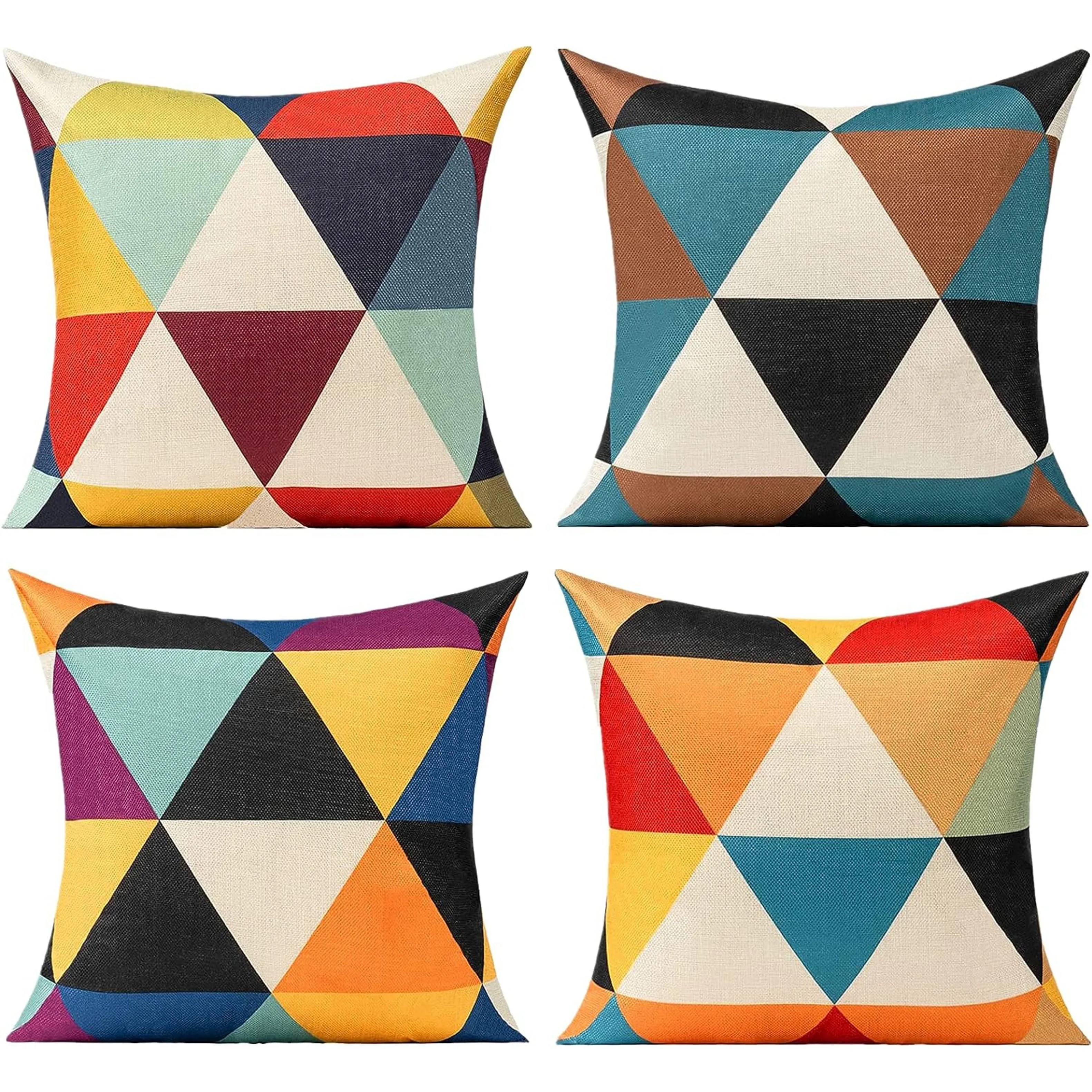 Abstract Geometric Print Throw Pillow Covers 4pcs 40x40cm Modern Cushion Cases for Sofa Home Decor Pillowcase