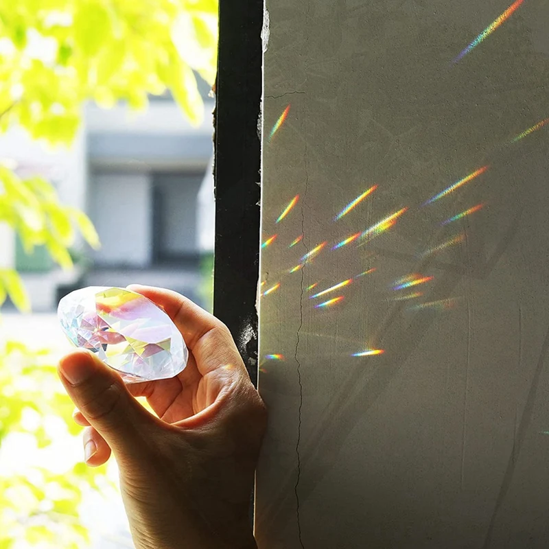 HOT-2PCS 50 Mm / 2 cale AB Kolorowy fasetowany diamentowy kryształ tęczowy Kryształowy przycisk do papieru do wystroju domowego biura i upominków ślubnych
