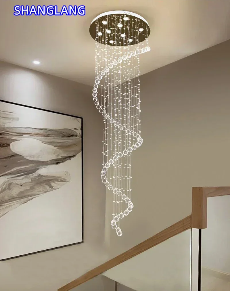 Modern LED Ceiling Chandeliers Light Fixture for Staircase Luxury Hotel Villa Bedroom Vanity Hanging Lamp Home Decor