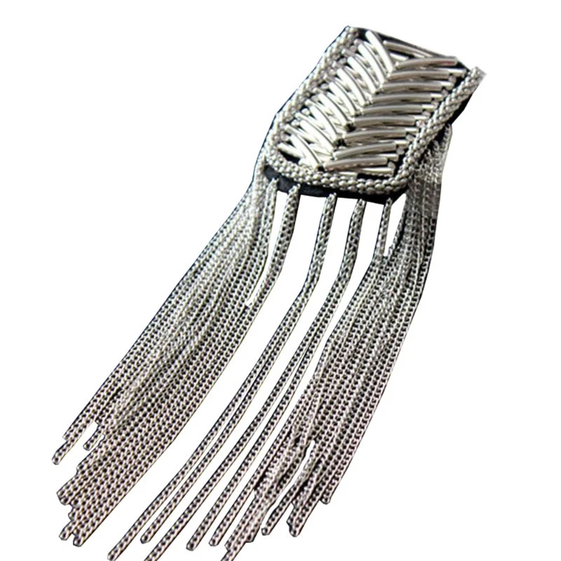 2.36x3.54inch Metal Fringed Epaulettes Cloth Stickers for Women's Gift New Dropship