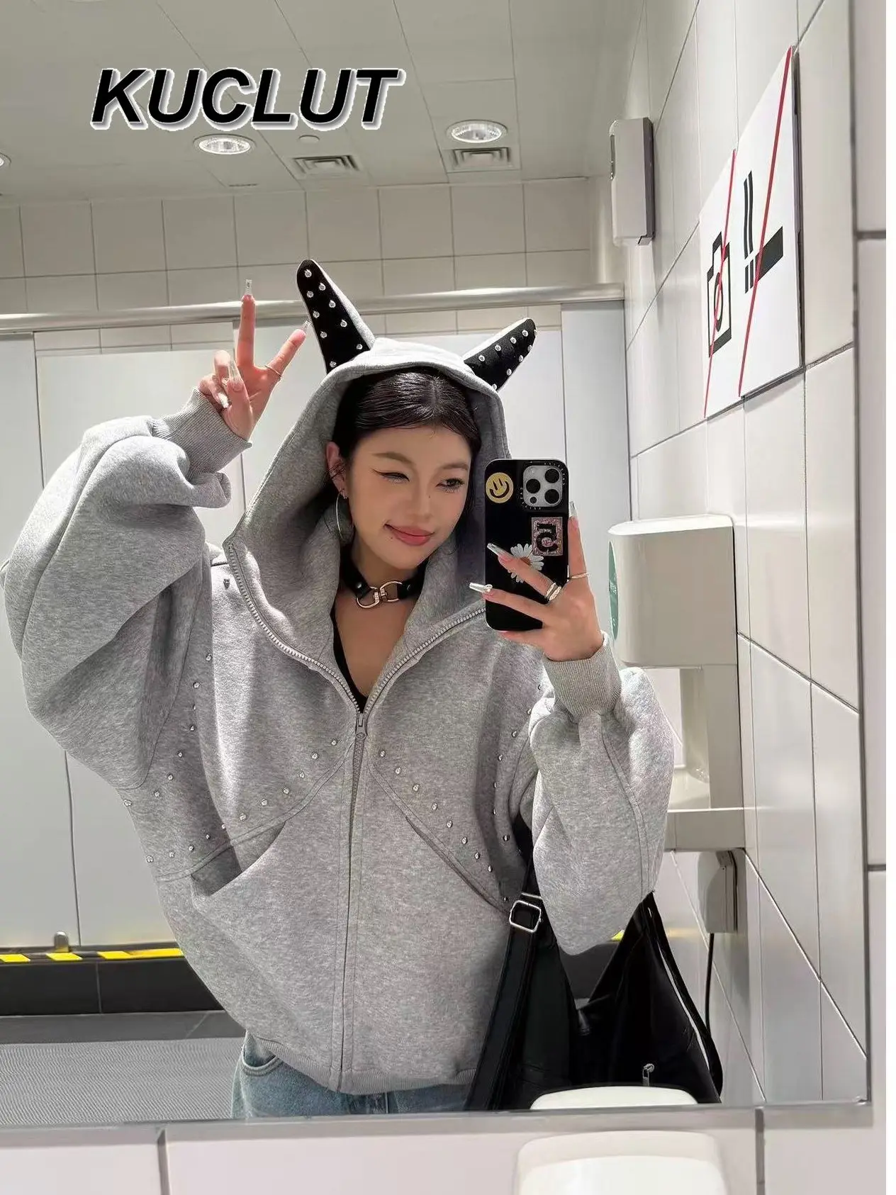 Nowe, słodkie, stylowe, japońskie, codzienne płaszcze damskie na jesień i zimę, modne, pikowane krótkie kardigany, luźne bluzy.