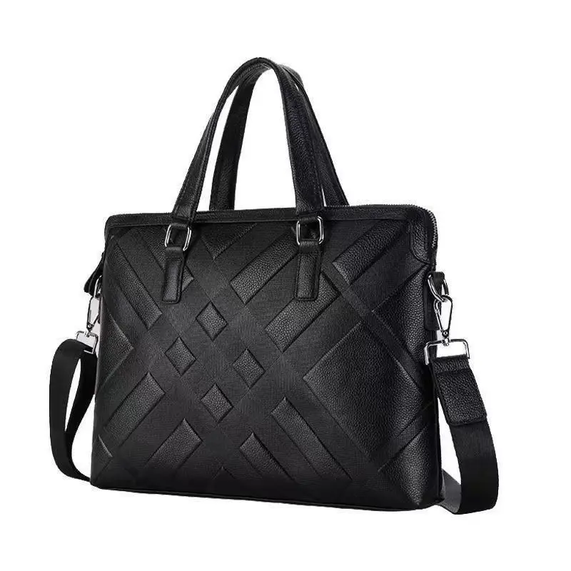 2027 New Luxury Cow Genuine Leather Business Men's Briefcase Male Shoulder Bag Men's Messenger Bag Tote Computer Handbag