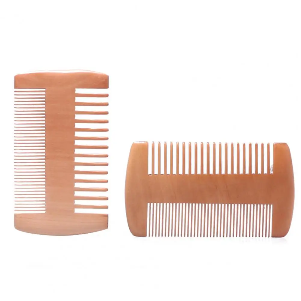 10*5.5cm Comb Natural Minimalistic Peach Wood Double-sided Massage Beard Comb Professional Double Side Fish Bone Tooth Combs