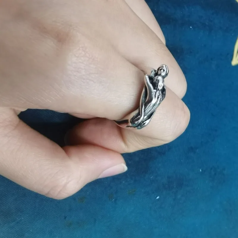 Adam and Eve Couple Ring, Hugging Figure Design, Retro Art Unique INS Stylish Unisex Band