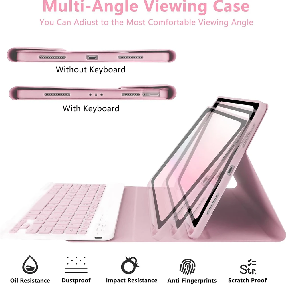 حافظة تابلت لجهاز iPad Air مقاس 11 بوصة (M2/M3)، حافظة لوحة مفاتيح قابلة للفصل لجهاز iPad Air 5th/4th 10.9 بوصة مع حامل قلم رصاص