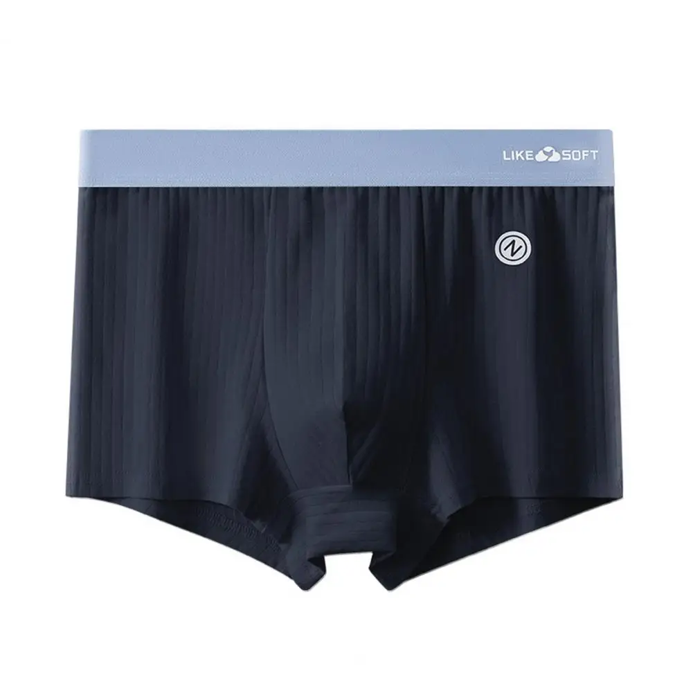Breathable Men Underwear Men Boxer Underwear Men's Breathable Boxer Underwear Elastic Mid-waist Patchwork Shorts U-convex Ribbed