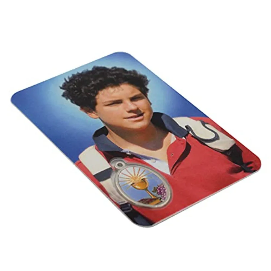 البطاقة المقدسة البلاستيكية المباركة Carlo Acutis Patron Saint of the Internet مع ميدالية مدمجة هدية كاثوليكية رائعة للمناولة الأولى #3