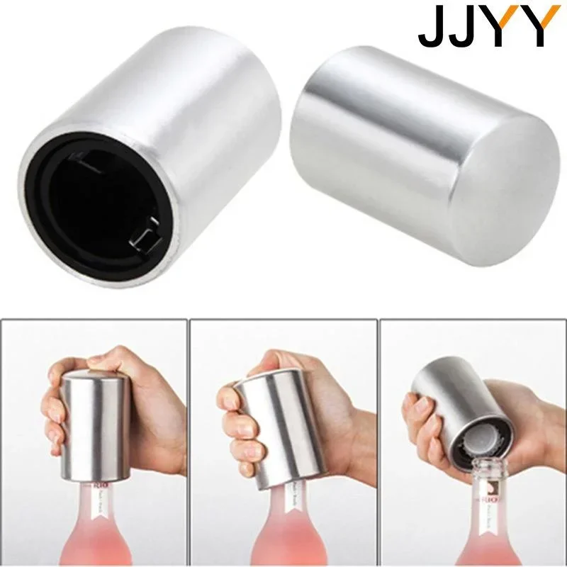 Edelstahl Automatische Bier Flasche Opener Magnet Nach Unten Drücken Wein Soda Cap Remover Küche Bar Zubehör Flasche Opener Werkzeug