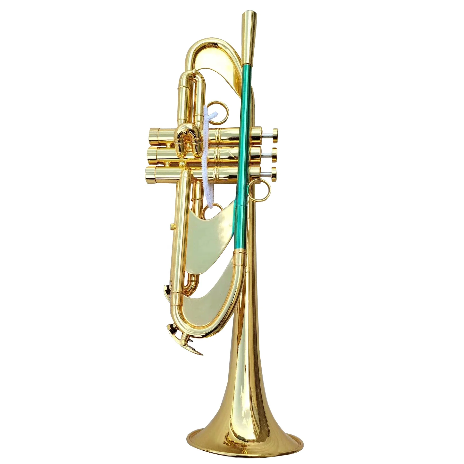Yellow Brass Gold Lacquer Wholesale Customized logo Trompete with Abalone Touch Button