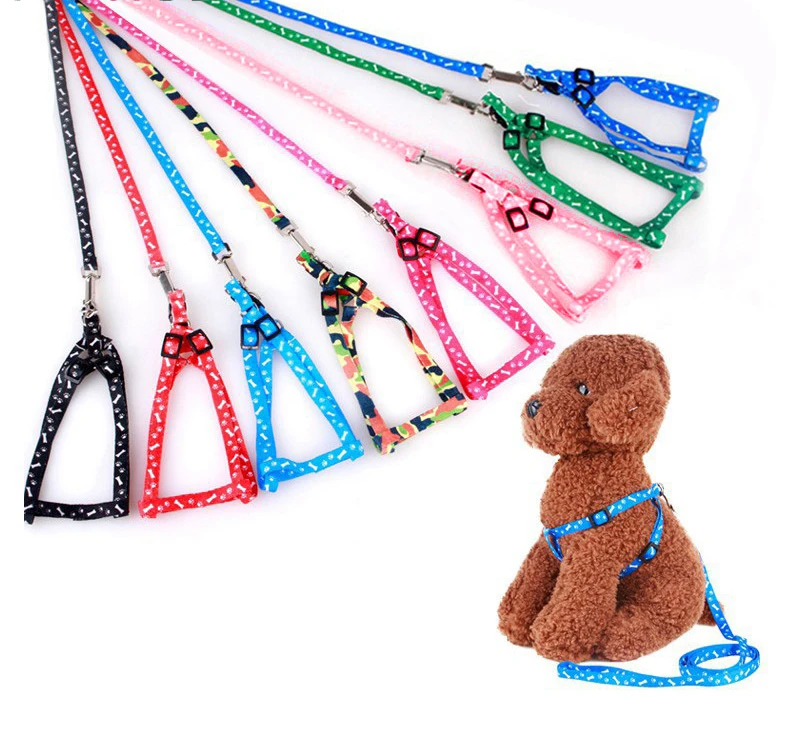 Dog Leash Chihuahua Harness Leash for Small Dog Adjustable Walking Puppy Accessories Pet Dog Bone Printing Harness Leash Set