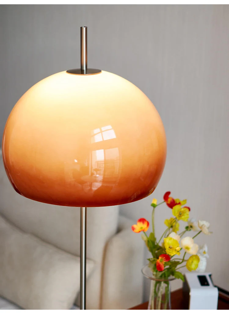 Imagem -06 - Bauhaus-orange Mushroom Glass Floor Lamp Retro Table Lamp Stand Light Home Decorações Sala Beside Table