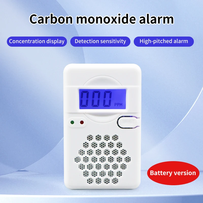 CO Leak Sensor LCD Display Carbon Monoxide Alarm Detector Sound Light Warning Low Battery Indicator for Home/Apartments/Hotel