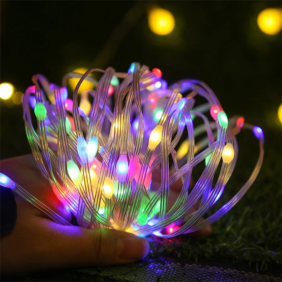 Plug in PVC Christmas Rope Lights Garland Outdoor Plug in Copper Wire Fairy String Lights for Fence Porch Party Backyard Decor