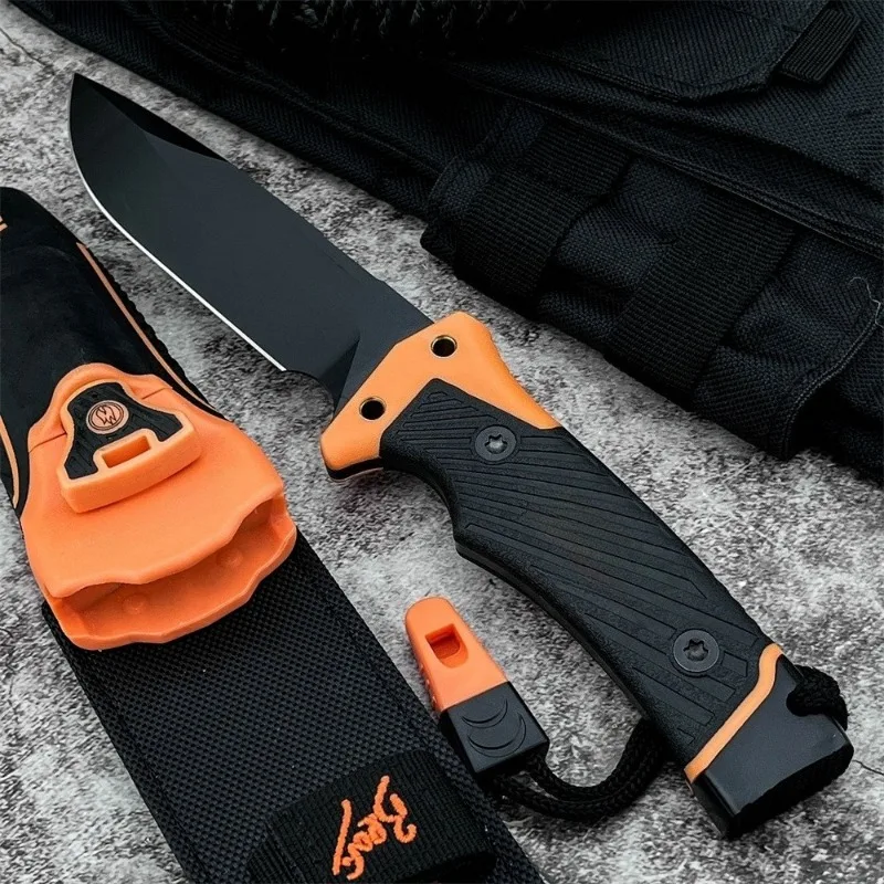 

Fixed Blade Knife 8Cr13MoV Steel Rubber-Coated Plastic Handle Kitchen Utensil for Cutting Meat Vegetables Includes Sheath